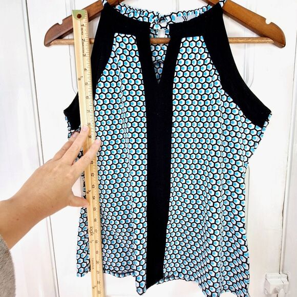 Worthington Petite Peacock Honeycomb Sleeveless Halter Blouse Tank Top Sz PS - Picture 10 of 11